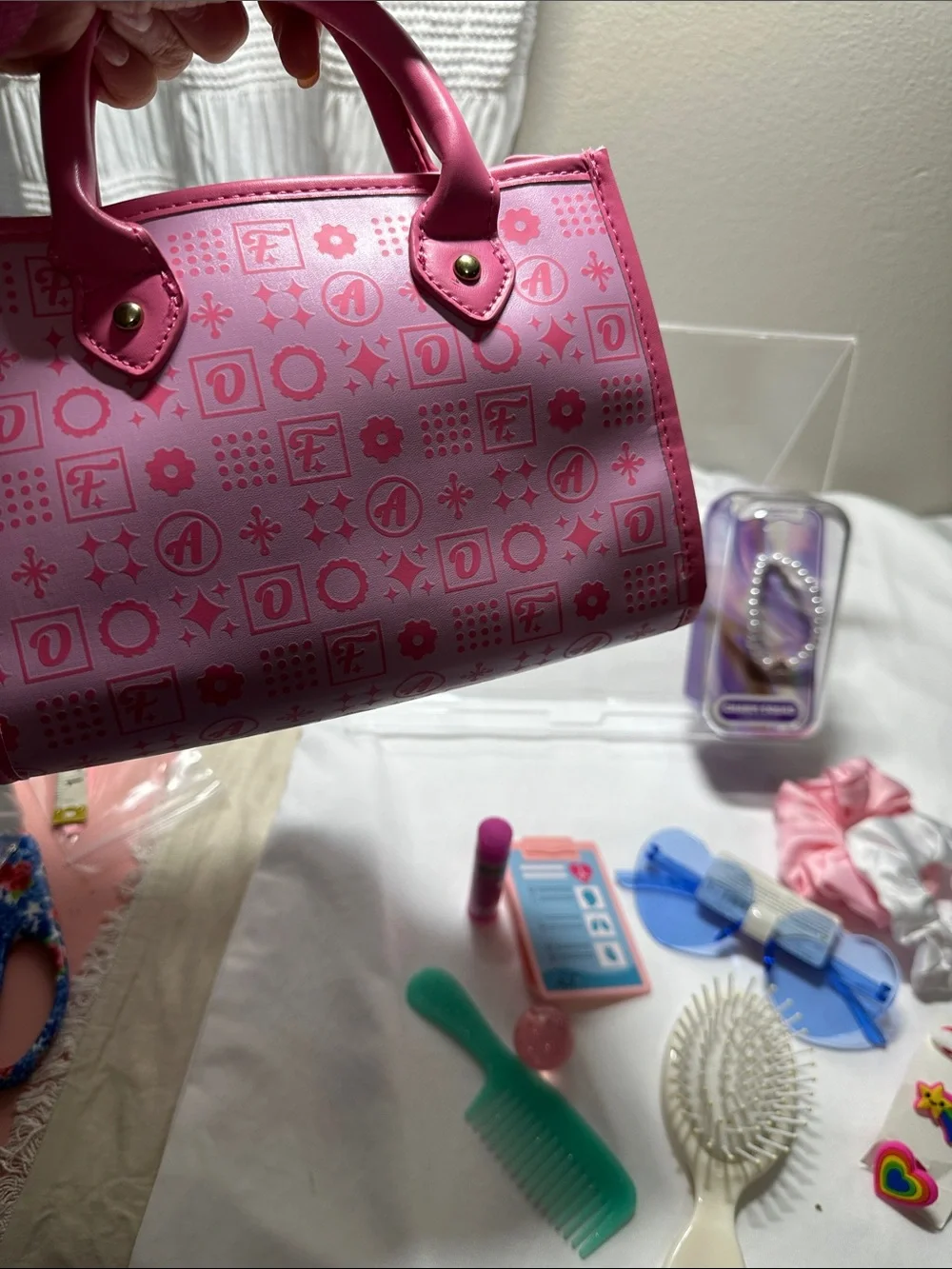 Kids Pink Play Purse Accessory Set by FAO Schwarz 12 pc bundle NWT